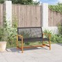 Banco de jardín madera de acacia y ratán PE negro 112 cm de , Sofás modulares de exterior - Ref: Foro24-367598, Precio: 94,65...