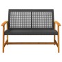 Banco de jardín madera de acacia y ratán PE negro 112 cm de , Sofás modulares de exterior - Ref: Foro24-367598, Precio: 94,65...