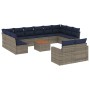 Set sofás de jardín con cojines 13 piezas ratán sintético gris en Conjuntos de jardín | Comprar online en Foru.es