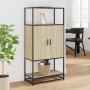 Aparador alto madera de ingeniería y metal Sonoma 68x35x139 cm de , Aparadores - Ref: Foro24-849040, Precio: 95,84 €, Descuen...