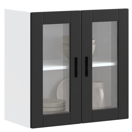 Armario de pared para cocina con puerta de cristal Porto negro de , Armarios de cocina - Ref: Foro24-854148, Precio: 71,00 €,...