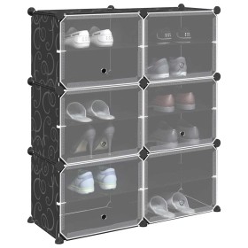 Estantería de cubos con 6 compartimentos y puertas PP negro de , Zapateros y organizadores de calzado - Ref: Foro24-4019576, ...