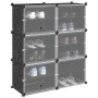 Estantería de cubos con 6 compartimentos y puertas PP negro de , Zapateros y organizadores de calzado - Ref: Foro24-4019576, ...