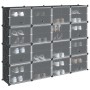 Estantería de cubos con 16 compartimentos y puertas PP negro de , Zapateros y organizadores de calzado - Ref: Foro24-4019581,...