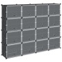 Estantería de cubos con 16 compartimentos y puertas PP negro de , Zapateros y organizadores de calzado - Ref: Foro24-4019581,...