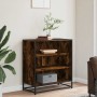 Aparador madera ingeniería y metal roble ahumado 68x35x76 cm de , Aparadores - Ref: Foro24-848976, Precio: 76,36 €, Descuento: %