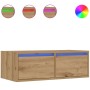 Mueble de TV con luces LED roble artisan 75x35,5x25 cm de , Muebles TV - Ref: Foro24-860237, Precio: 70,75 €, Descuento: %