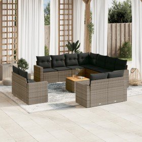 Set de sofás de jardín 12 pzas con cojines ratán sintético gris en Conjuntos de jardín | Comprar online en Foru.es