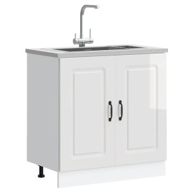 Mueble bajo para fregadero Kalmar blanco brillo 80x46x81,5 cm de , Armarios de cocina - Ref: Foro24-853449, Precio: 86,26 €, ...