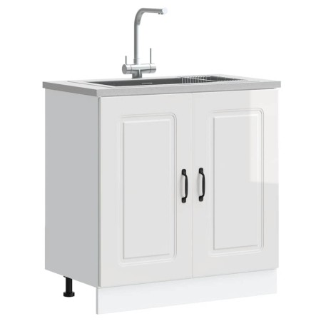 Mueble bajo para fregadero Kalmar blanco brillo 80x46x81,5 cm de , Armarios de cocina - Ref: Foro24-853449, Precio: 86,26 €, ...