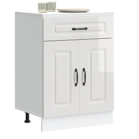 Mueble bajo cocina Kalmar madera ingeniería blanca alto brillo de , Armarios de cocina - Ref: Foro24-853489, Precio: 96,30 €,...