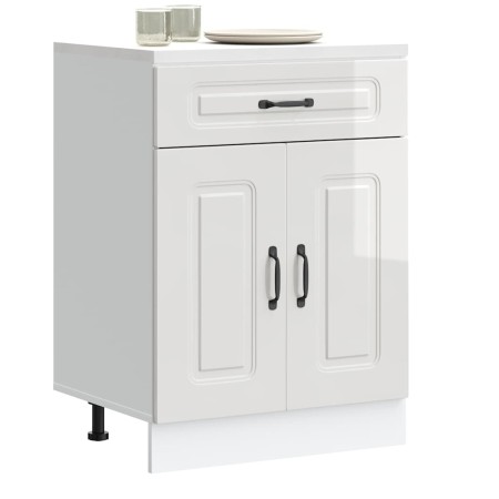 Mueble bajo cocina Kalmar madera ingeniería blanca alto brillo de , Armarios de cocina - Ref: Foro24-853489, Precio: 96,30 €,...