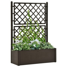 Arriate con enrejado y sistema de riego automático moca de vidaXL, Maceteros y jardineras - Ref: Foro24-313968, Precio: 158,6...