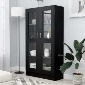 Black plywood display case 82.5x30.5x150 cm by vidaXL, Bookcases and shelves - Ref: Foro24-802760, Price: 130,96 €, Discount: %