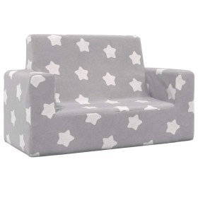 Sofá infantil de 2 plazas gris claro con estrellas felpa suave de , Mobiliario para bebés y niños pequeños - Ref: Foro24-4104...