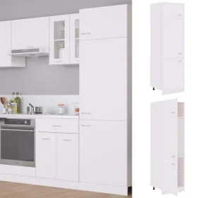 Armario de frigorífico madera ingeniería blanco 60x57x207 cm de vidaXL, Armarios de cocina - Ref: Foro24-802538, Precio: 186,...