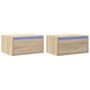 Mesitas de noche de pared con luces LED 2 unidades roble Sonoma de , Muebles TV - Ref: Foro24-860216, Precio: 93,73 €, Descue...