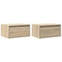 Mesitas de noche de pared con luces LED 2 unidades roble Sonoma de , Muebles TV - Ref: Foro24-860216, Precio: 93,73 €, Descue...