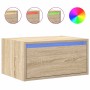 Mesitas de noche de pared con luces LED 2 unidades roble Sonoma de , Muebles TV - Ref: Foro24-860216, Precio: 93,73 €, Descue...