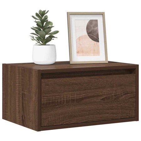 Mesita de noche de pared con luces LED roble marrón de , Muebles TV - Ref: Foro24-860223, Precio: 55,85 €, Descuento: %