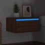 Mesita de noche de pared con luces LED roble marrón de , Muebles TV - Ref: Foro24-860223, Precio: 55,85 €, Descuento: %