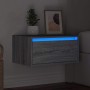 Mesita de noche de pared con luces LED gris Sonoma de , Muebles TV - Ref: Foro24-860221, Precio: 57,44 €, Descuento: %