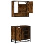 Set de muebles baño 2 pzas madera contrachapada roble ahumado de , Muebles de baño - Ref: Foro24-3300937, Precio: 152,00 €, D...