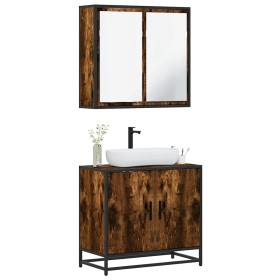 Set de muebles baño 2 pzas madera contrachapada roble ahumado de , Muebles de baño - Ref: Foro24-3300887, Precio: 129,14 €, D...