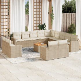 Set sofás de jardín 14 pzas con cojines ratán sintético beige en Conjuntos de jardín | Comprar online en Foru.es