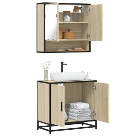 Set de muebles de baño 2 pzas madera contrachapada roble Sonoma de , Muebles de baño - Ref: Foro24-3300916, Precio: 142,68 €,...