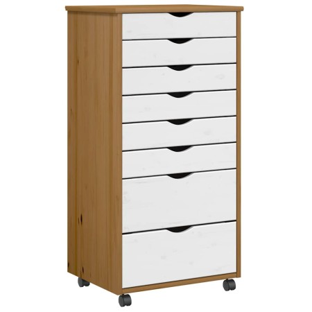 Cajonera con ruedas MOSS madera maciza pino marrón miel de , Taquillas y armarios de almacenamiento - Ref: Foro24-4015789, Pr...