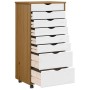 Cajonera con ruedas MOSS madera maciza pino marrón miel de , Taquillas y armarios de almacenamiento - Ref: Foro24-4015789, Pr...