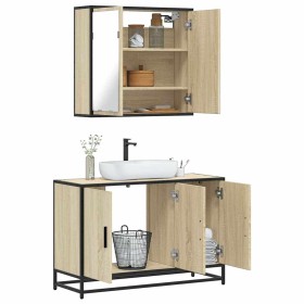 Set de muebles de baño 2 pzas madera contrachapada roble Sonoma de , Muebles de baño - Ref: Foro24-3300891, Precio: 161,54 €,...