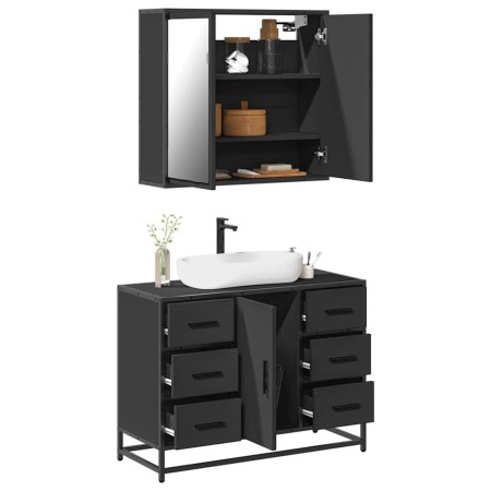 Juego de muebles de baño 2 pzas madera contrachapada negro de , Muebles de baño - Ref: Foro24-3300900, Precio: 199,00 €, Desc...