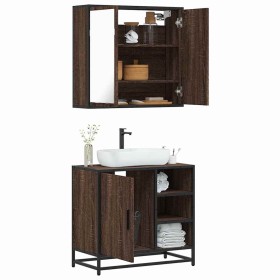 Set de muebles baño 2 pzas madera contrachapada marrón roble de , Muebles de baño - Ref: Foro24-3300909, Precio: 140,21 €, De...