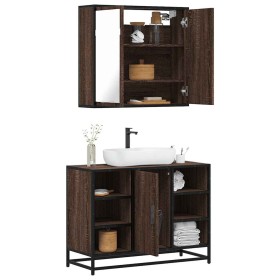 Set de muebles baño 2 pzas madera contrachapada marrón roble de , Muebles de baño - Ref: Foro24-3300914, Precio: 145,22 €, De...