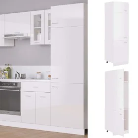 Armario de frigorífico madera ingeniería blanco brillo de vidaXL, Armarios de cocina - Ref: Foro24-802543, Precio: 189,89 €, ...
