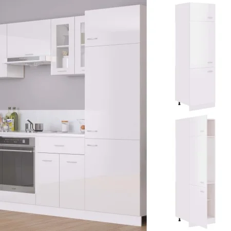 Armario de frigorífico madera ingeniería blanco brillo de vidaXL, Armarios de cocina - Ref: Foro24-802543, Precio: 189,89 €, ...