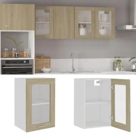 Armario colgante cristal madera ingeniería roble 40x31x60 cm de vidaXL, Armarios de cocina - Ref: Foro24-802508, Precio: 44,1...