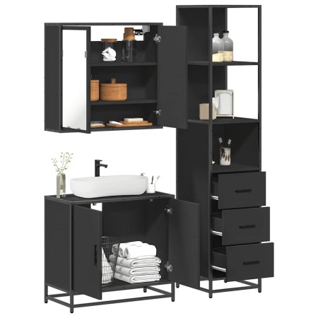 Juego de muebles de baño 3 pzas madera contrachapada negro de , Muebles de baño - Ref: Foro24-3301125, Precio: 253,77 €, Desc...