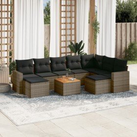 Set de sofás de jardín 10 pzas con cojines ratán sintético gris en Conjuntos de jardín | Comprar online en Foru.es