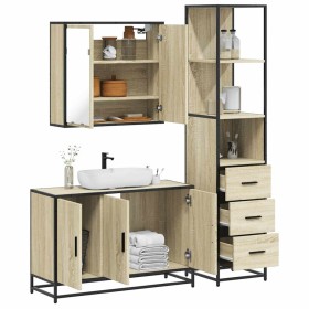 Set de muebles de baño 3 pzas madera contrachapada roble Sonoma de , Muebles de baño - Ref: Foro24-3301131, Precio: 270,91 €,...