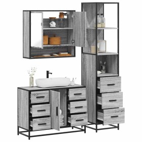 Set de muebles de baño 3 pzas madera contrachapada gris sonoma de , Muebles de baño - Ref: Foro24-3301173, Precio: 318,12 €, ...