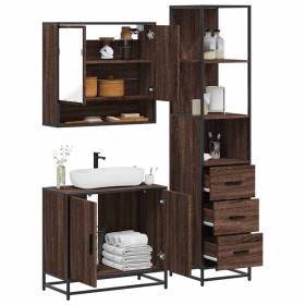Set de muebles baño 3 pzas madera contrachapada roble marrón de , Muebles de baño - Ref: Foro24-3301159, Precio: 240,72 €, De...