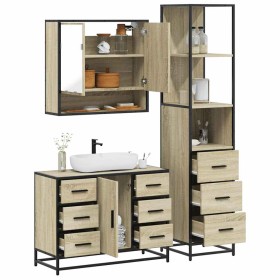 Set de muebles de baño 3 pzas madera contrachapada roble Sonoma de , Muebles de baño - Ref: Foro24-3301171, Precio: 301,51 €,...