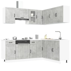 Mueble cocina Kalmar gris hormigón 11 pzas madera contrachapada de , Armarios de cocina - Ref: Foro24-3314945, Precio: 680,90...