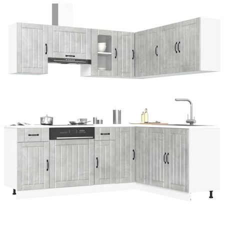 Mueble cocina Kalmar gris hormigón 11 pzas madera contrachapada de , Armarios de cocina - Ref: Foro24-3314945, Precio: 680,90...