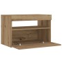 Mesilla de noche con luces LED roble artesanal 60x35x40 cm de , Mesitas de noche - Ref: Foro24-3329176, Precio: 52,49 €, Desc...