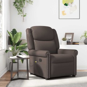 Sillón reclinable de cuero sintético marrón brillante de , Sillones - Ref: Foro24-4015679, Precio: 242,15 €, Descuento: %