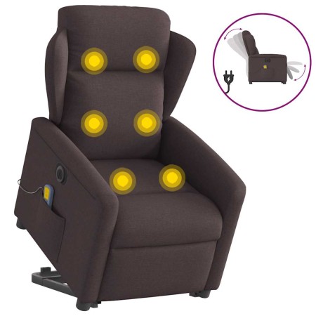 Sillón masaje eléctrico reclinable elevable tela marrón oscuro de , Sillones - Ref: Foro24-3303169, Precio: 315,94 €, Descuen...